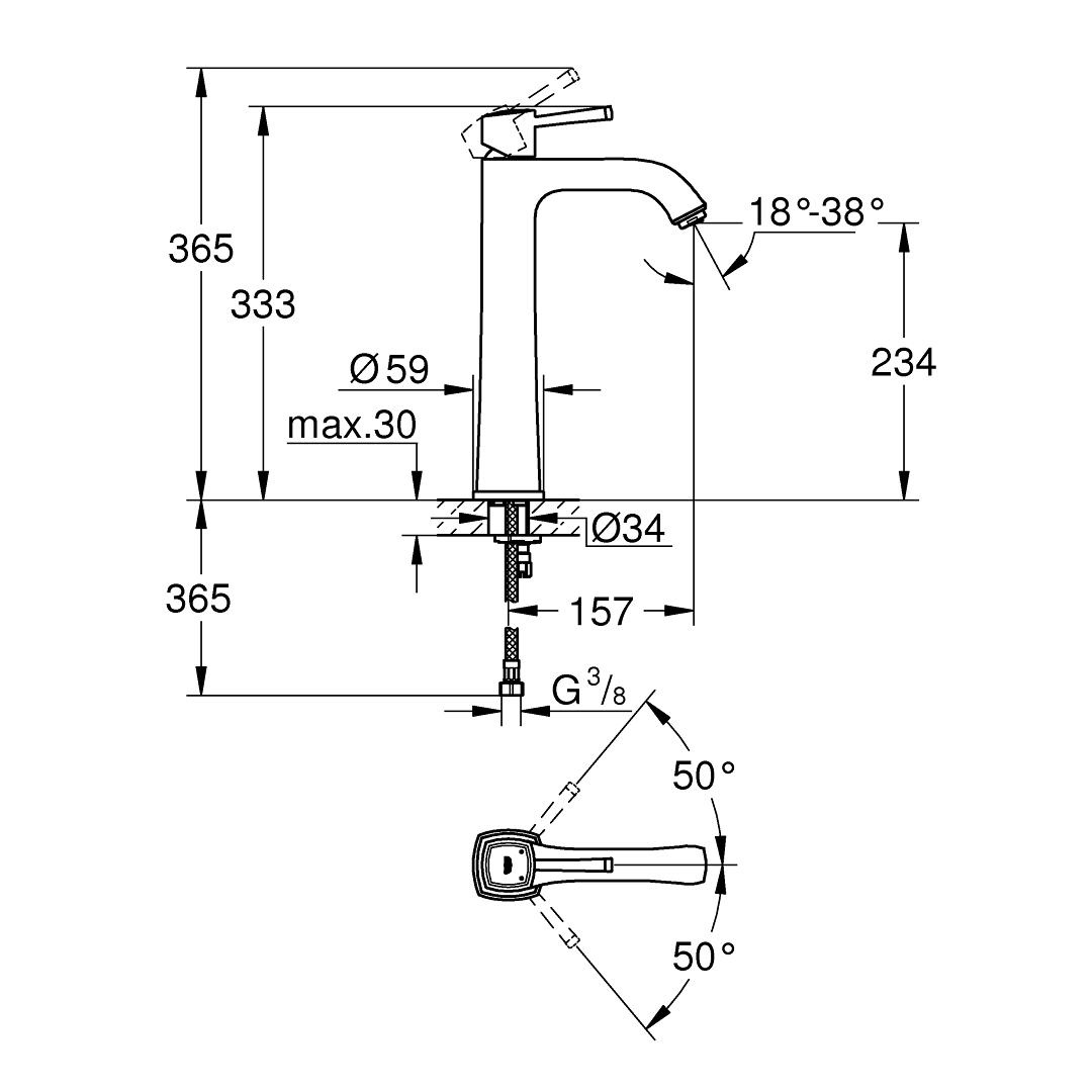GROHE GRANDERA Смесител за умивалник, XL-размер 23313IG0