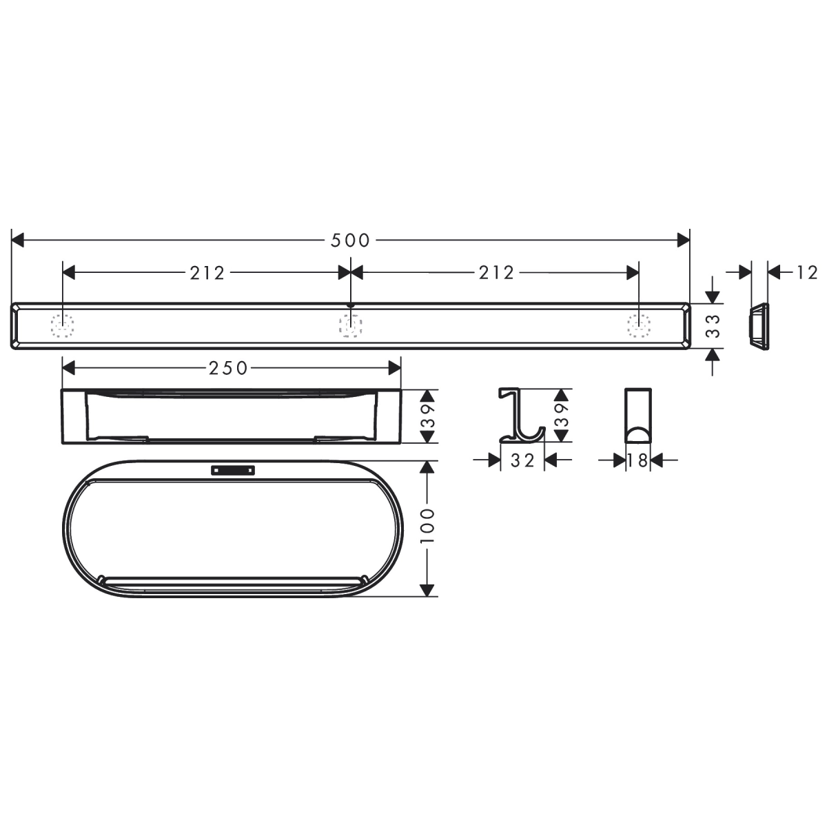 Комплекти 3в1 аксесоари за душ, бял мат HANSGROHE WALLSTORIS 27967700