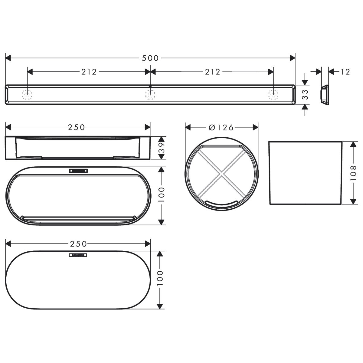Комплекти 3в1 аксесоари за душ, бял мат HANSGROHE WALLSTORIS 27967700