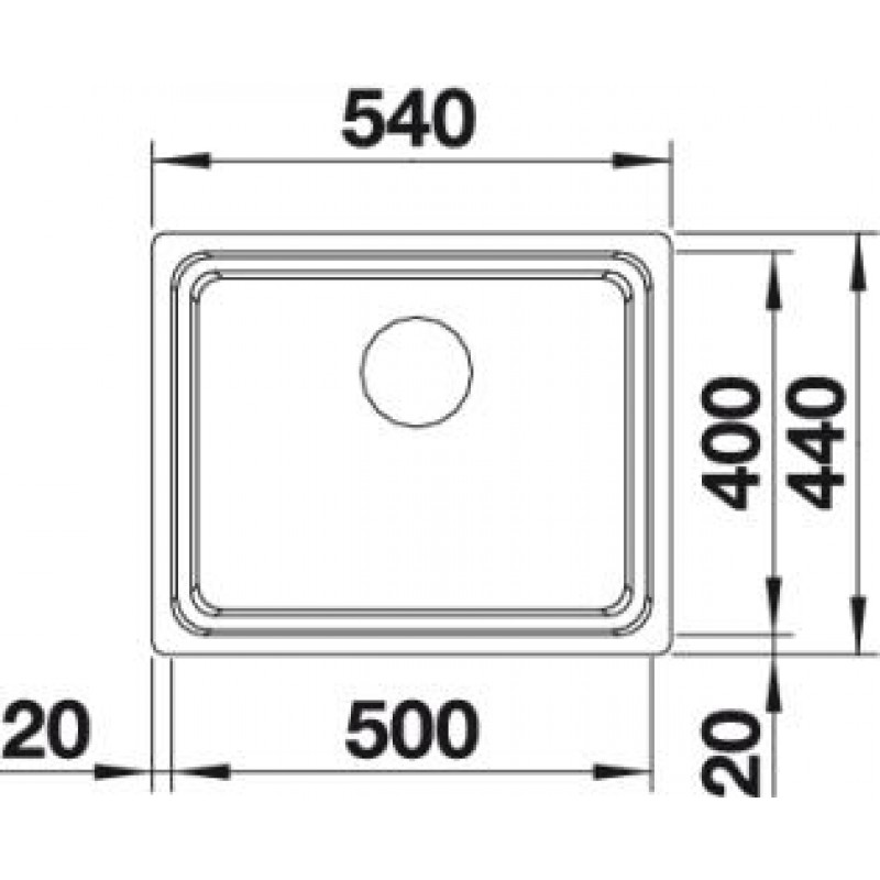 BLANCO ETAGON 500-U Кухненска мивка, монтаж под плот 500х400х190мм, стомана 521841