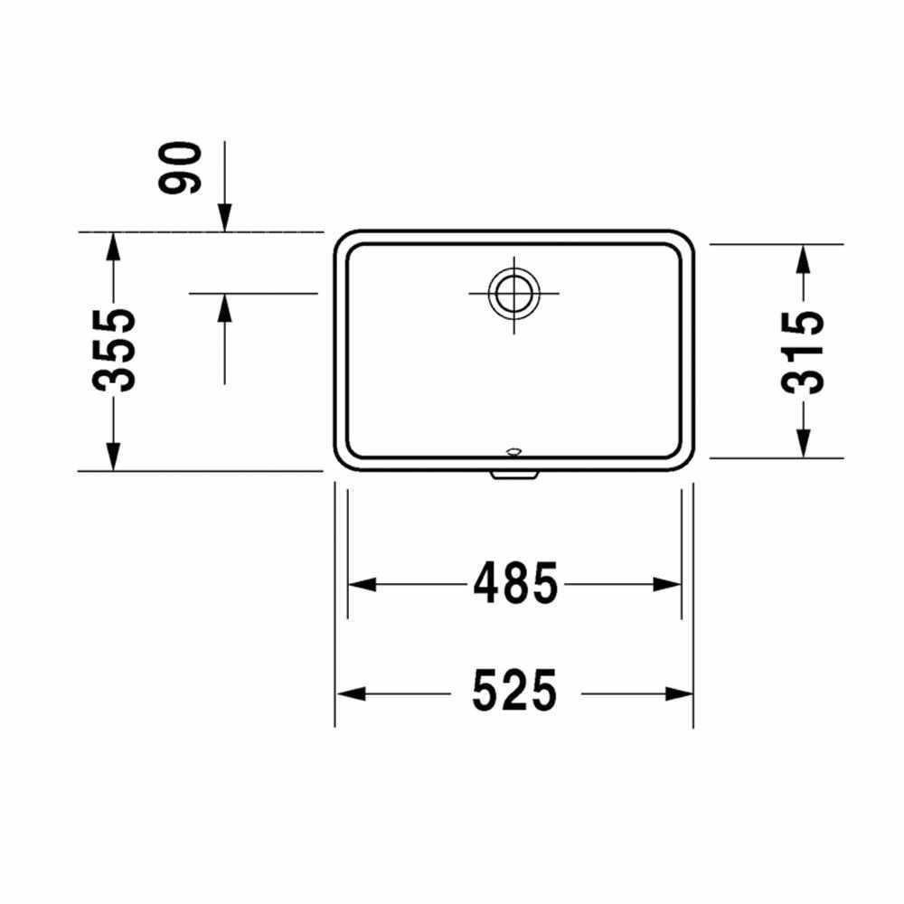Мивка за монтаж под плот 485х315мм за баня DURAVIT VERO 0330480000