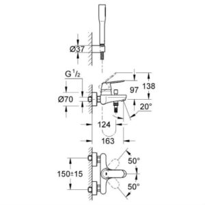 GROHE EUROSMART COSMOPOLITAN Смесител за вана с душова гарнитура 32832000