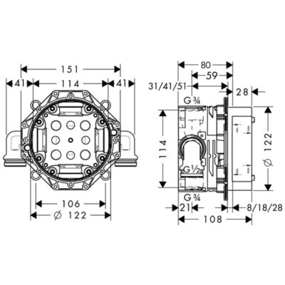 Комплект за вграждане за душ с душ пита 160мм за баня HANSGROHE LOGIS CROMETTA STANDARD SET