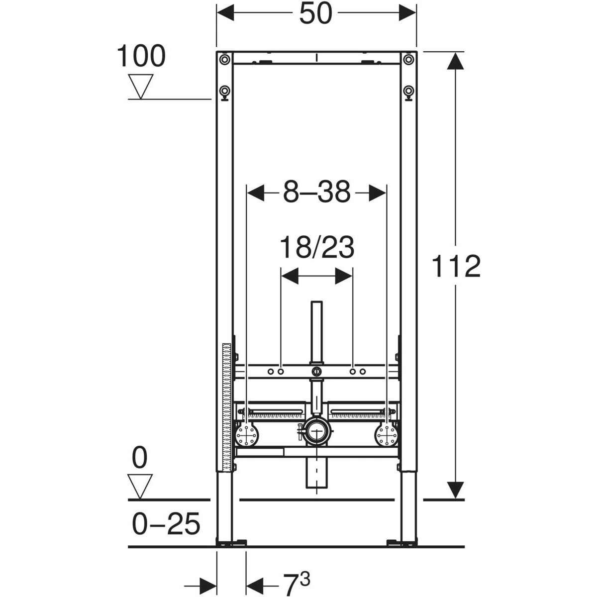 Структура за вграждане за биде 500х1120х100мм Geberit Duofix 111.520.00.2
